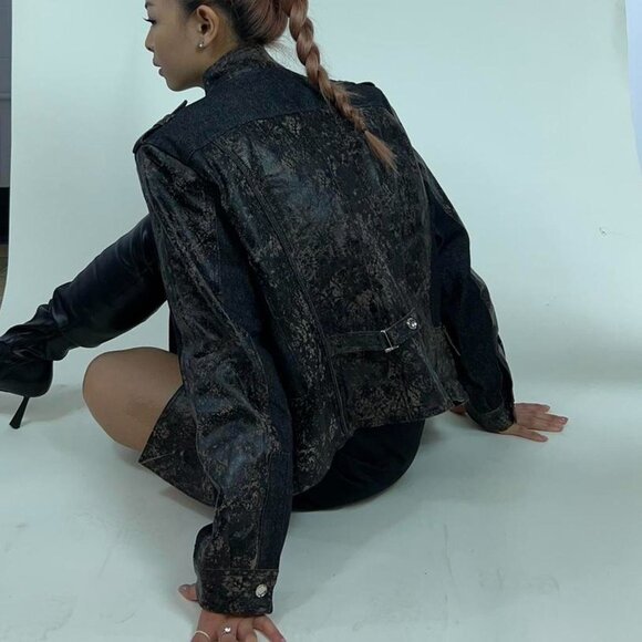 H&D Leather denim jacket - Picture 3 of 5